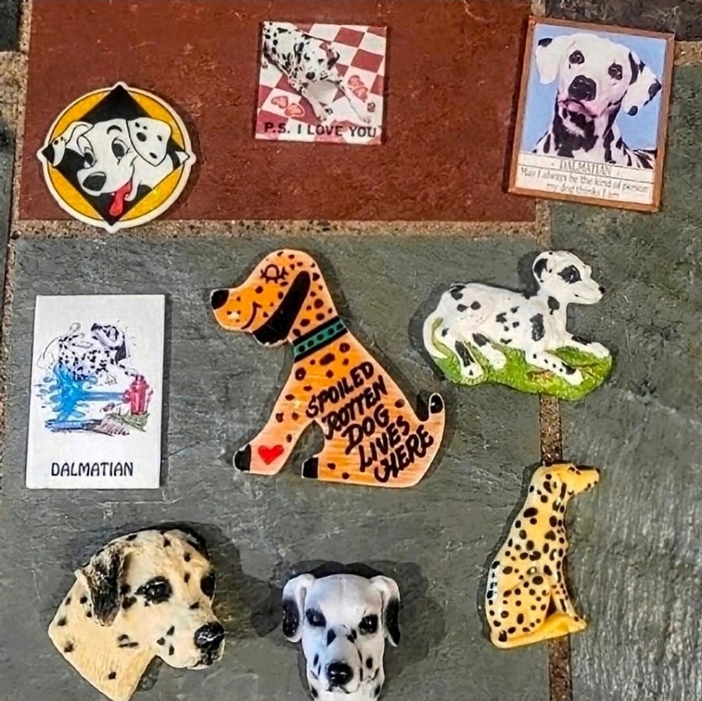 Lot of 9 Vintage 80s-90s Dog Dalmatian Refrigerator Magnets.